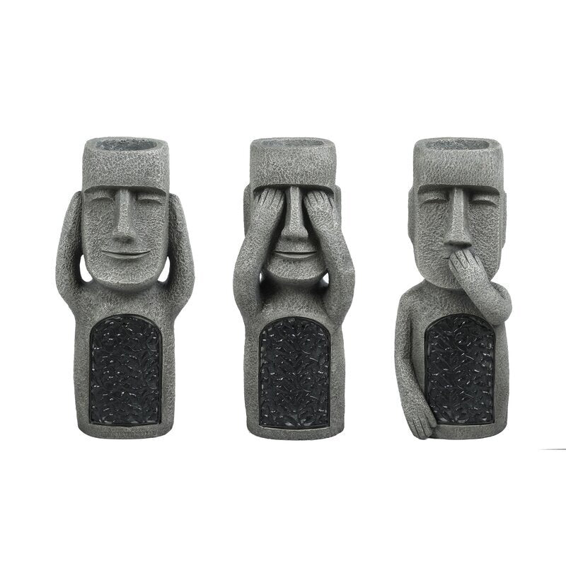 See Hear Speak Gray Mgo Set 3 Garden Easter Solar Statues-xinru