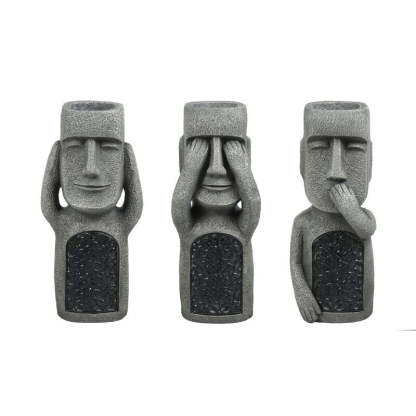 See Hear Speak Gray Mgo Set 3 Garden Easter Solar Statues-xinru
