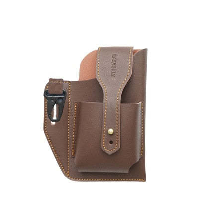 Vintage Outdoor Activity Genuine Leather Waist Phone Bag With Keychain-xinru