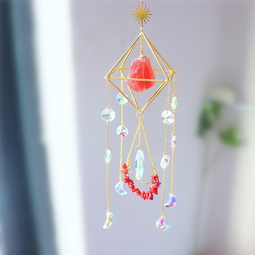 Sun Catcher Handmade Crystal Wind Chimes Garden Curtain Decoration-xinru