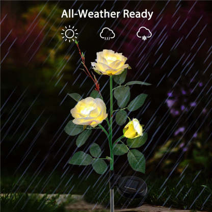 2 Packs Solar Rose Flower Stake Lights With 6 Rose Flowers-xinru