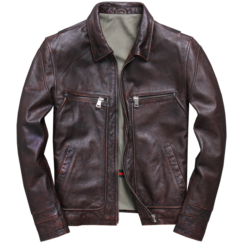 Casual Lapel Motorcycle Leather Jacket-xinru shop