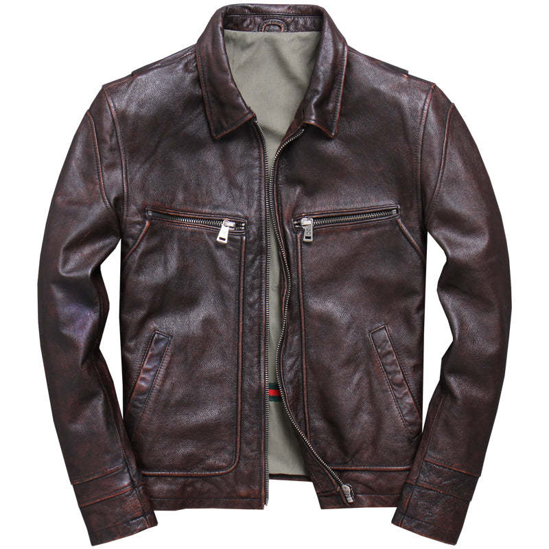 Casual Lapel Motorcycle Leather Jacket-xinru shop