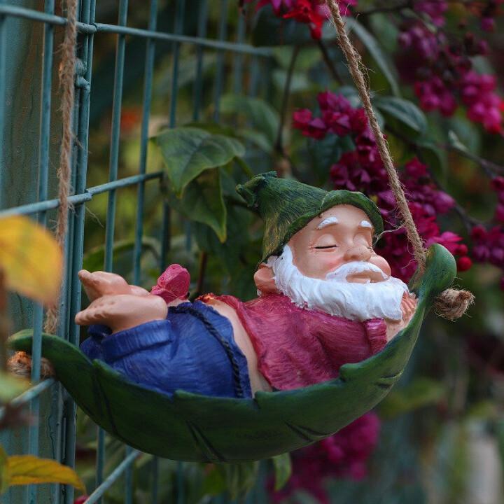 Funny Garden Gnomes Outdoor Hanging Statue Hammock Gnome-xinru