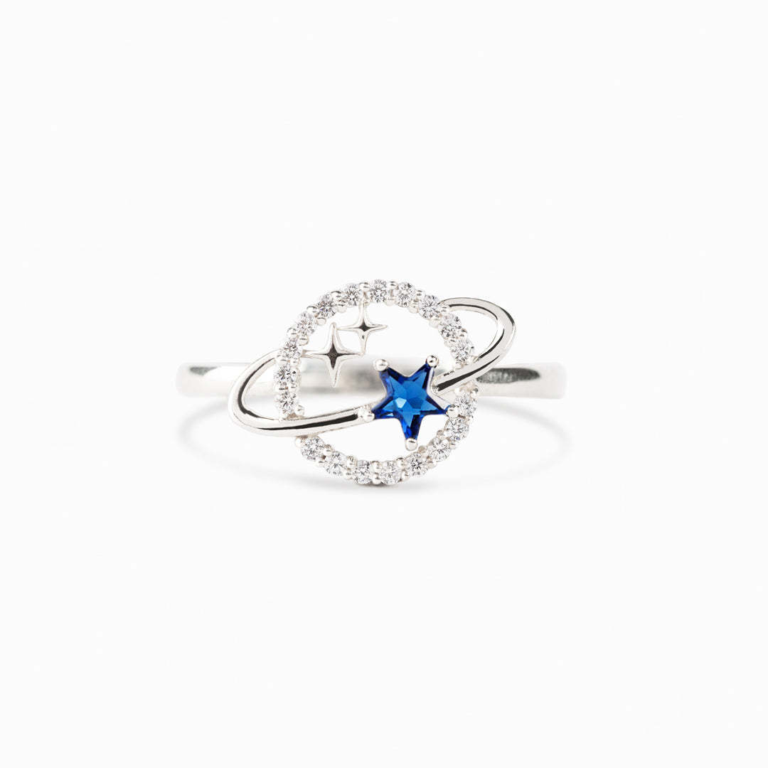 Women's Sterling Silver Double Star Surrounding Star Ring-xinru