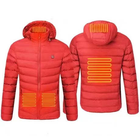 Men's Down Heated Jacket with Battery Pack 7.4V and Detachable Hood-xinru shop
