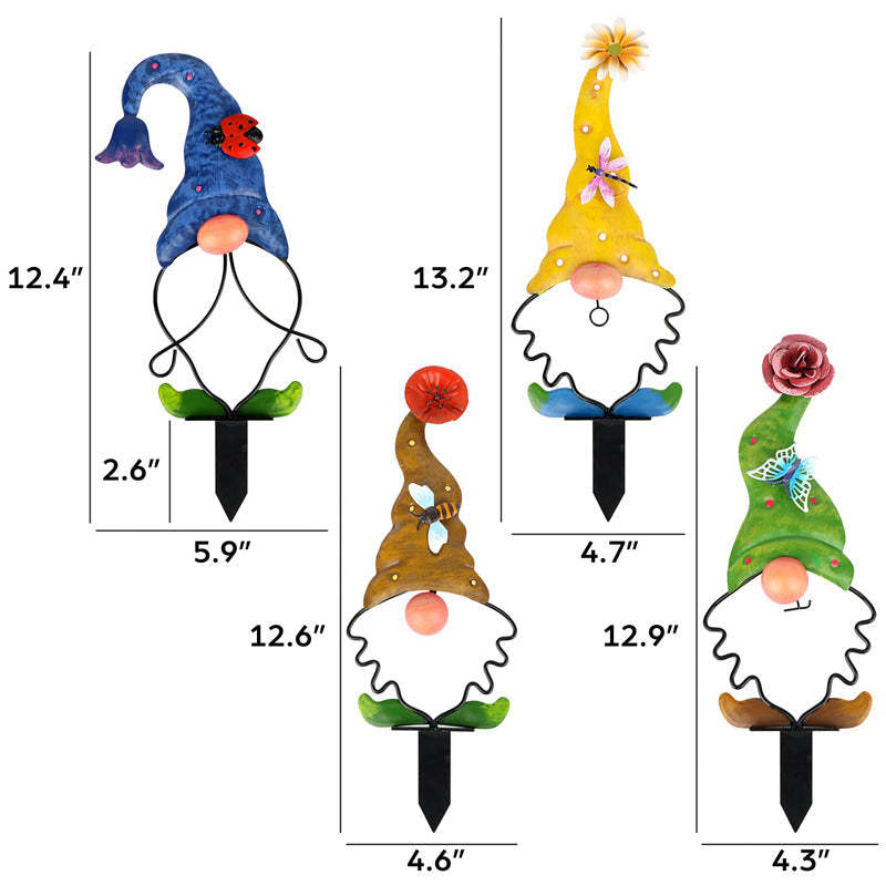 Garden Gnome Stake Metal Yard Decor-xinru