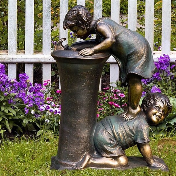 Garden Statue A Kid With Fireflies Garden Fairy Garden Decoration-xinru