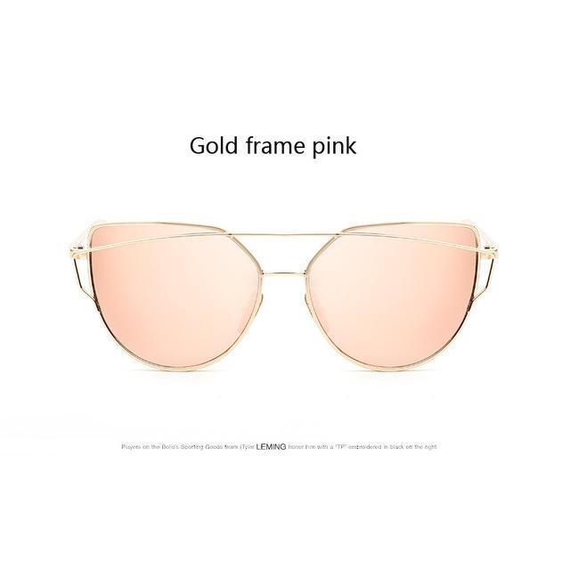 Classic Women's Fashion Metal Big Cat Eye Sunglasses-xinru