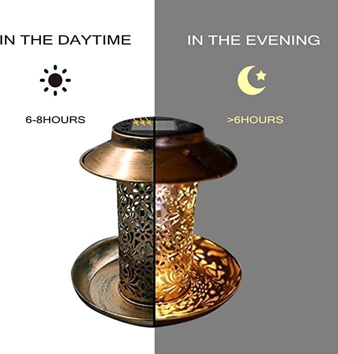 Solar Bird Feeder Light Hollow Copper Hanging Bird House with Light-xinru shop