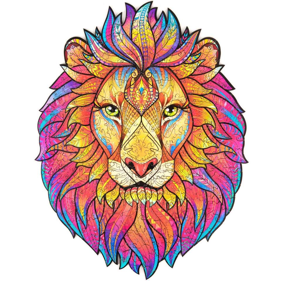 Wooden Brave Lion Jigsaw Puzzle Gifts With Box-xinru