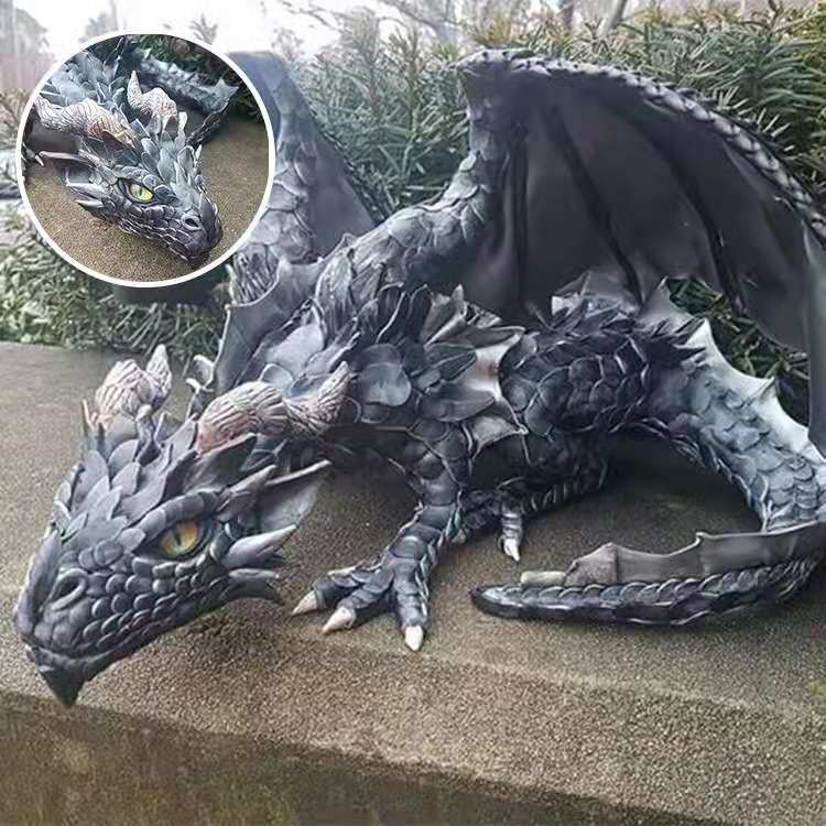 Large Squatting Dragon Sculpture Dragon Guardian-xinru