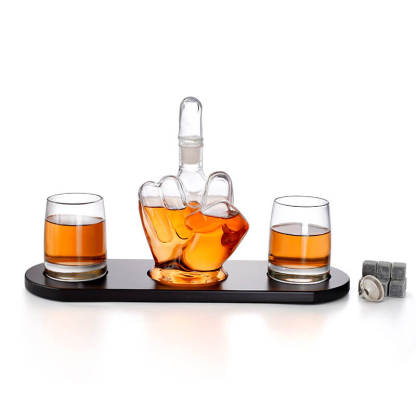 Middle Finger Whiskey Wine Decanter With 2 Glasses Set-xinru
