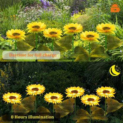 2 Pack Solar Powered Sunflower Outdoor Garden Light-xinru
