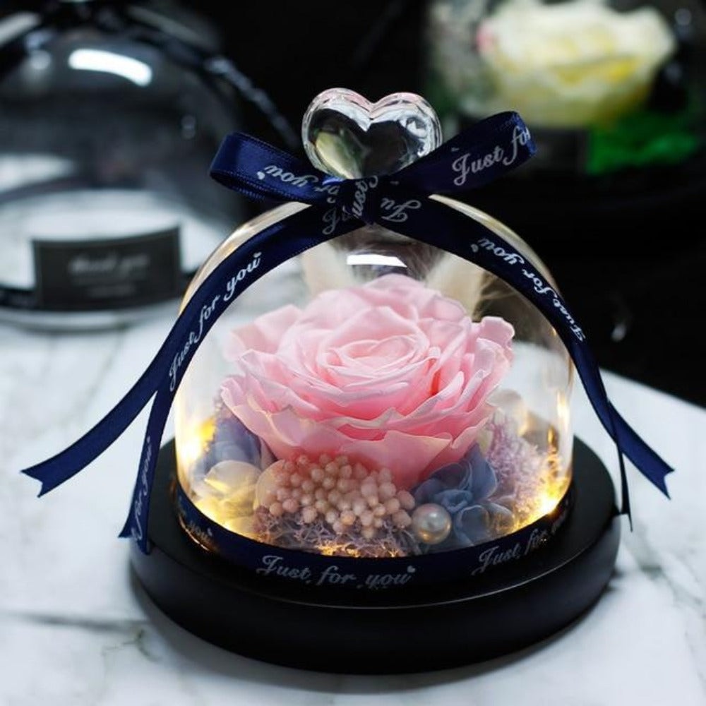 Mother's Day Gift Immortal Enchanted Rose Glass Heart Dome-xinru