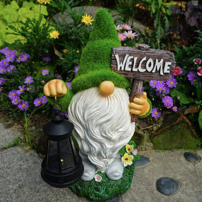 Solar Garden Decor,Garden Gnome Statue With Solar Lamp-xinru