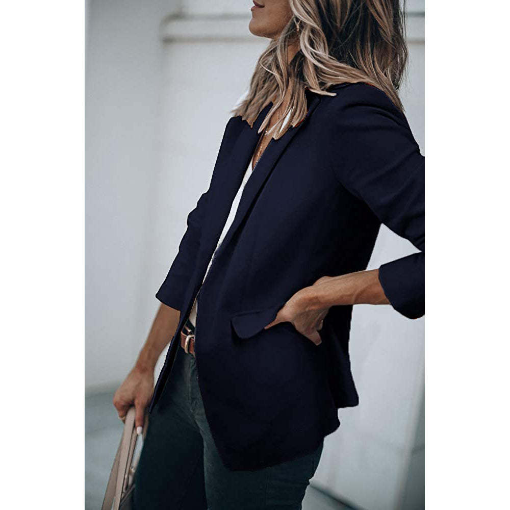 Ladies Casual Office Cardigan Long Sleeve Blazer-xinru