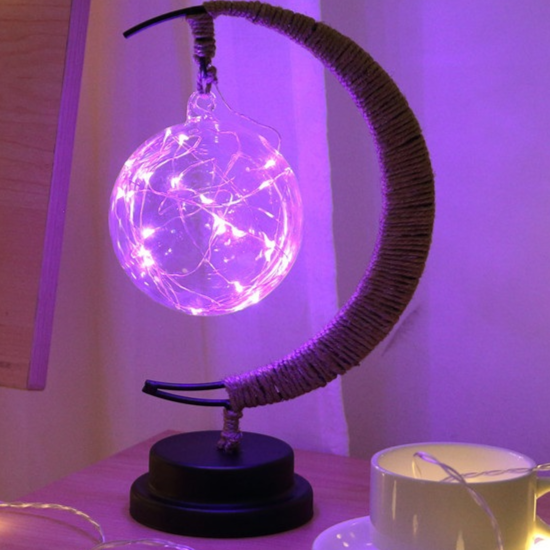 LED Moon Rattan Ball Light Line Rattan Handmade Hemp Rope Iron Night Light-xinru
