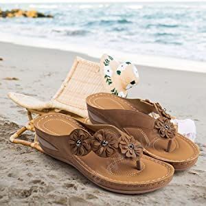 Women Flowers Comfy Orthopedic Arch-Support Clip Toe Sandals-xinru