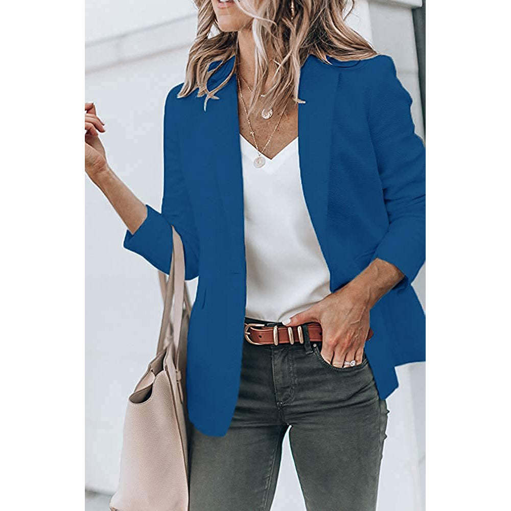 Ladies Casual Office Cardigan Long Sleeve Blazer-xinru