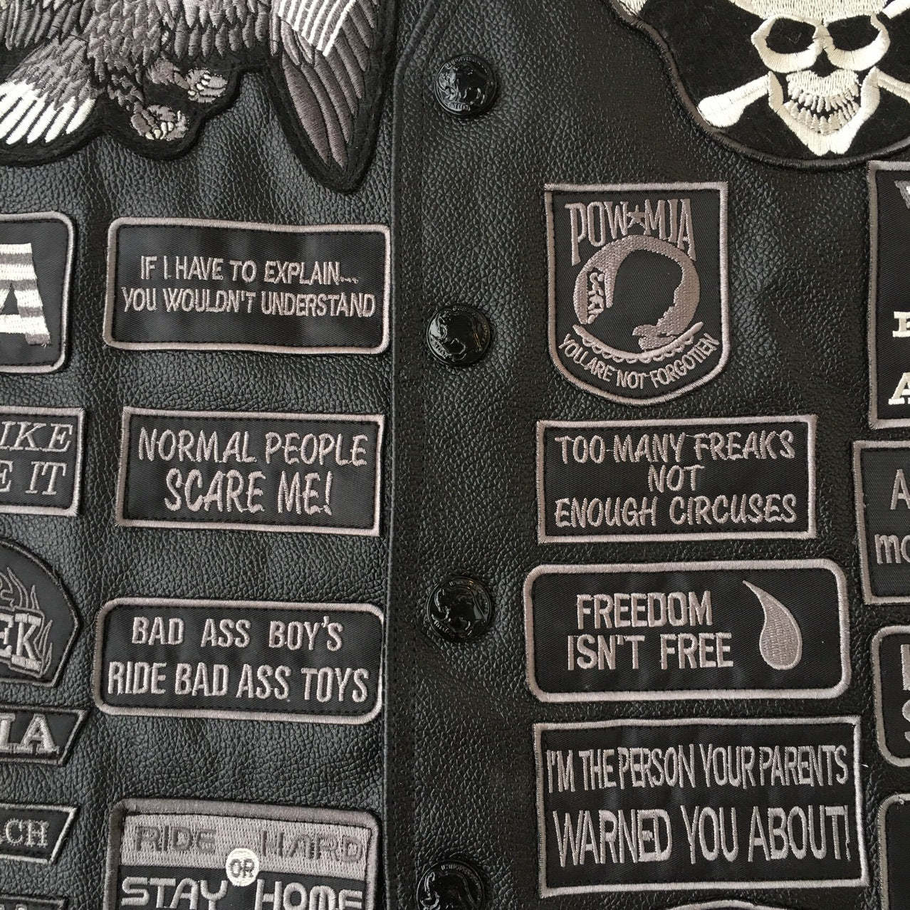 Hand-embroidered Motorcycle Leather Vest For Rider-xinru shop