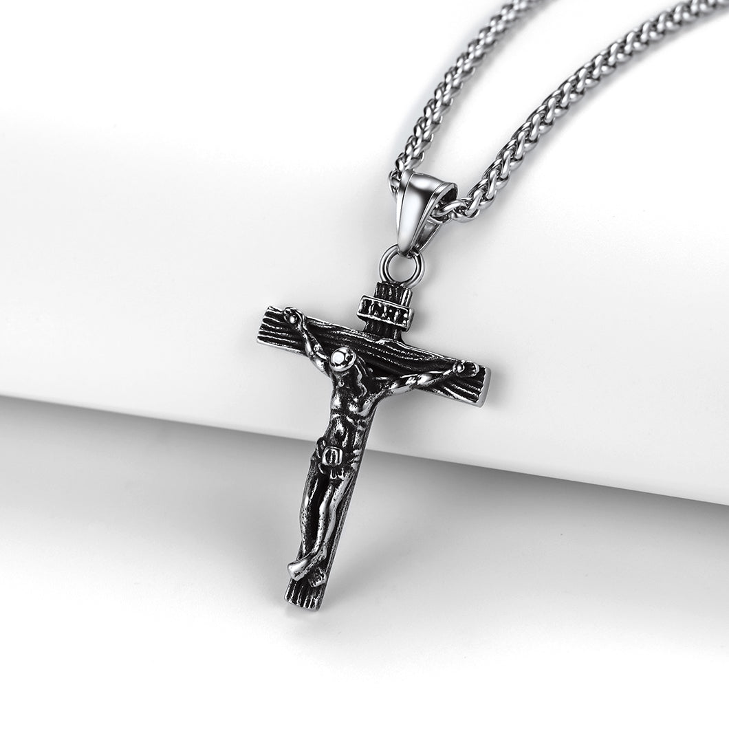 Crucifix Cross Necklace Catholic Pendant For Men-xinru