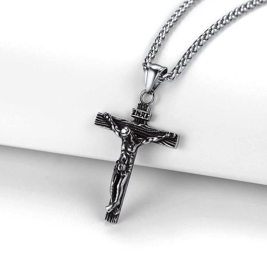 Crucifix Cross Necklace Catholic Pendant For Men-xinru