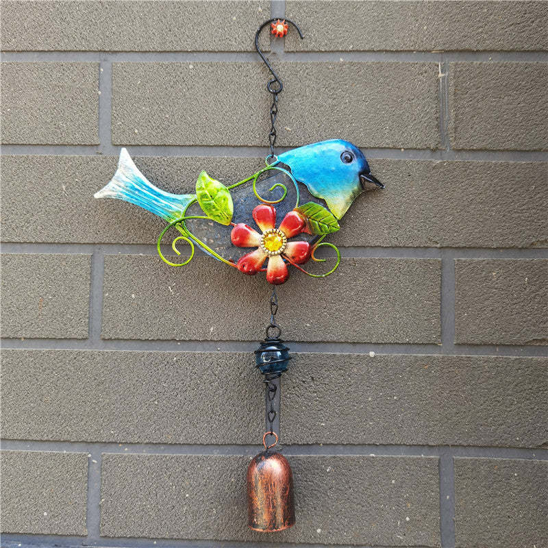 Metal Glass Bird Bell Wind Chime Decor-xinru