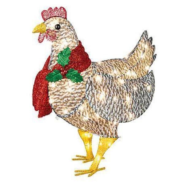Light-Up Chicken with Scarf Christmas Holiday Decoration-xinru shop