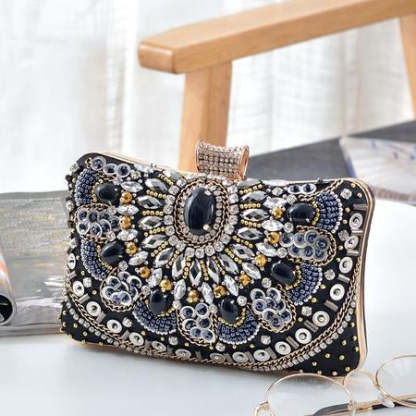 Vintage Acrylic Rhinestone Evening Party Clutch-xinru
