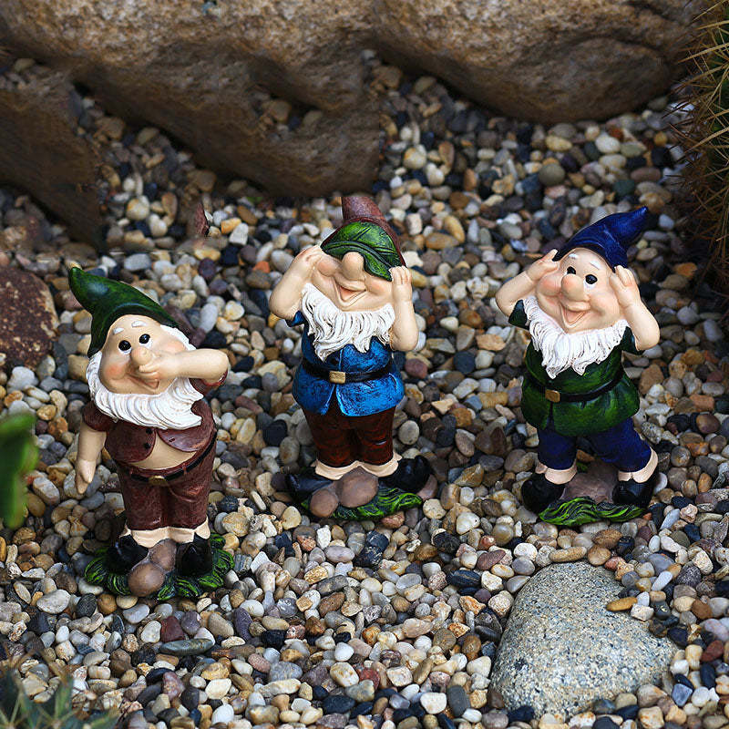 Three Wise Garden Gnomes Statue-xinru