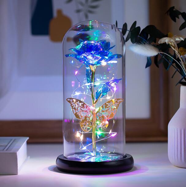 Mother's Day Gift light Up Galaxy Rose In Glass Dome-xinru
