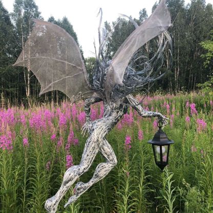 Garden Light Fairy Elf Sculpture with Flashlight Lantern-xinru