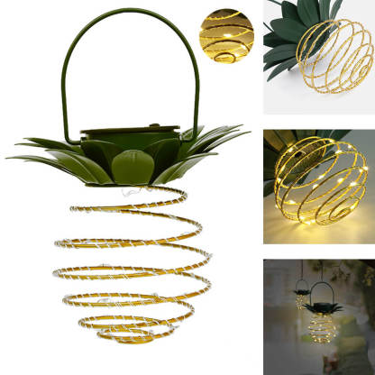 Solar Pineapple Iron Lantern LED Waterproof Hanging Lights Garden Decorative-xinru