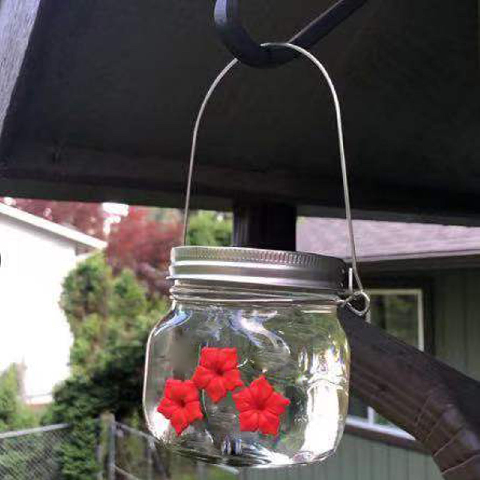 Clear Mason Jar Hummingbird Feeder with Three Ports-xinru