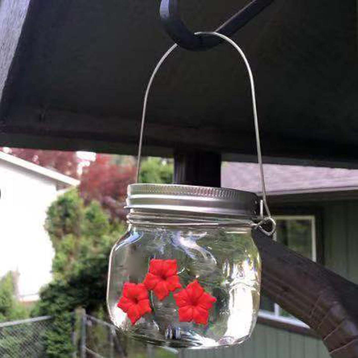 Clear Mason Jar Hummingbird Feeder with Three Ports-xinru