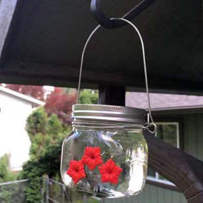 Clear Mason Jar Hummingbird Feeder with Three Ports-xinru