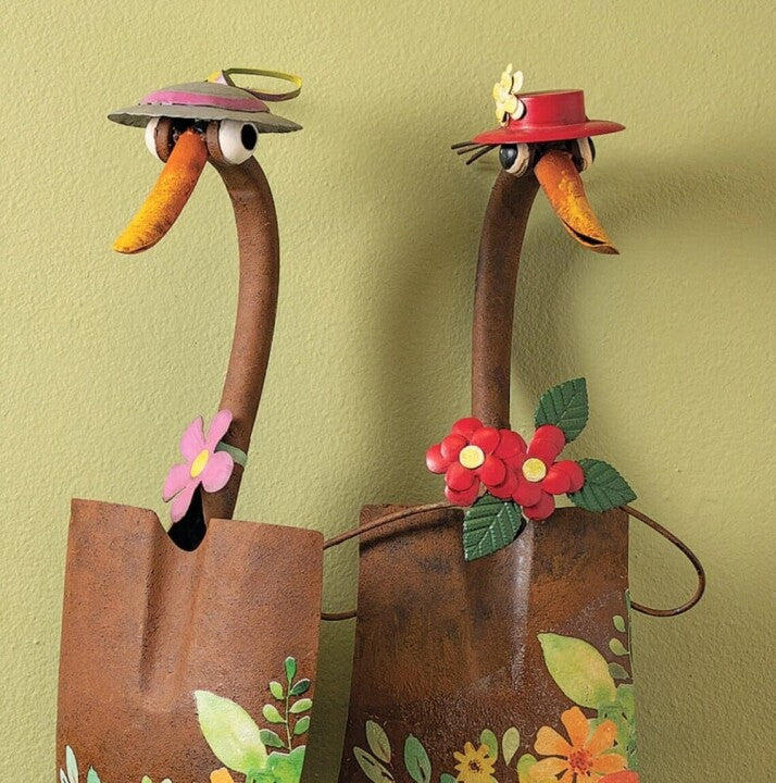 Cute Duck Garden Art Wrought Iron Ornament Statue Sculpture-xinru