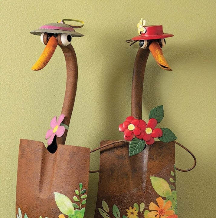 Cute Duck Garden Art Wrought Iron Ornament Statue Sculpture-xinru