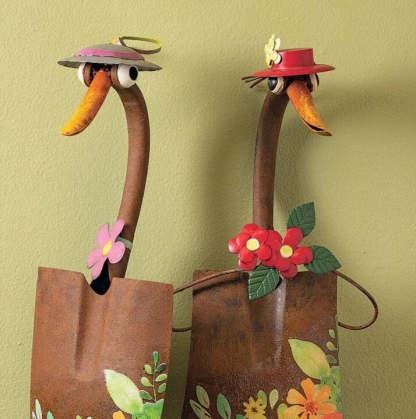 Cute Duck Garden Art Wrought Iron Ornament Statue Sculpture-xinru