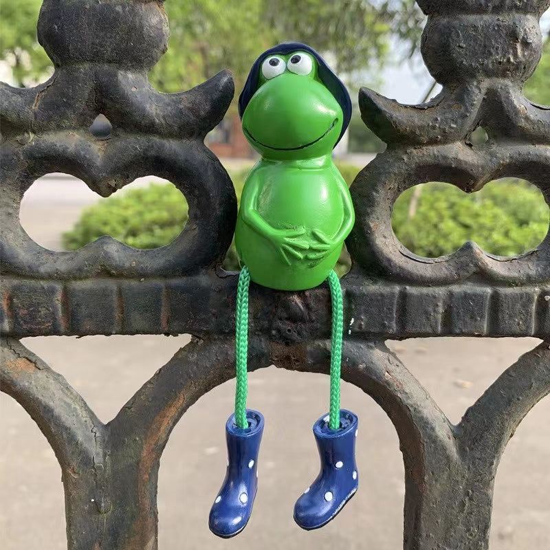 Gardening Resin Statue Cute Sitting Frog In Rain Boots Decorative Garden Ornament-xinru