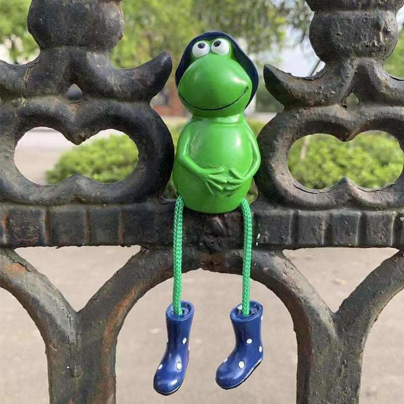 Gardening Resin Statue Cute Sitting Frog In Rain Boots Decorative Garden Ornament-xinru