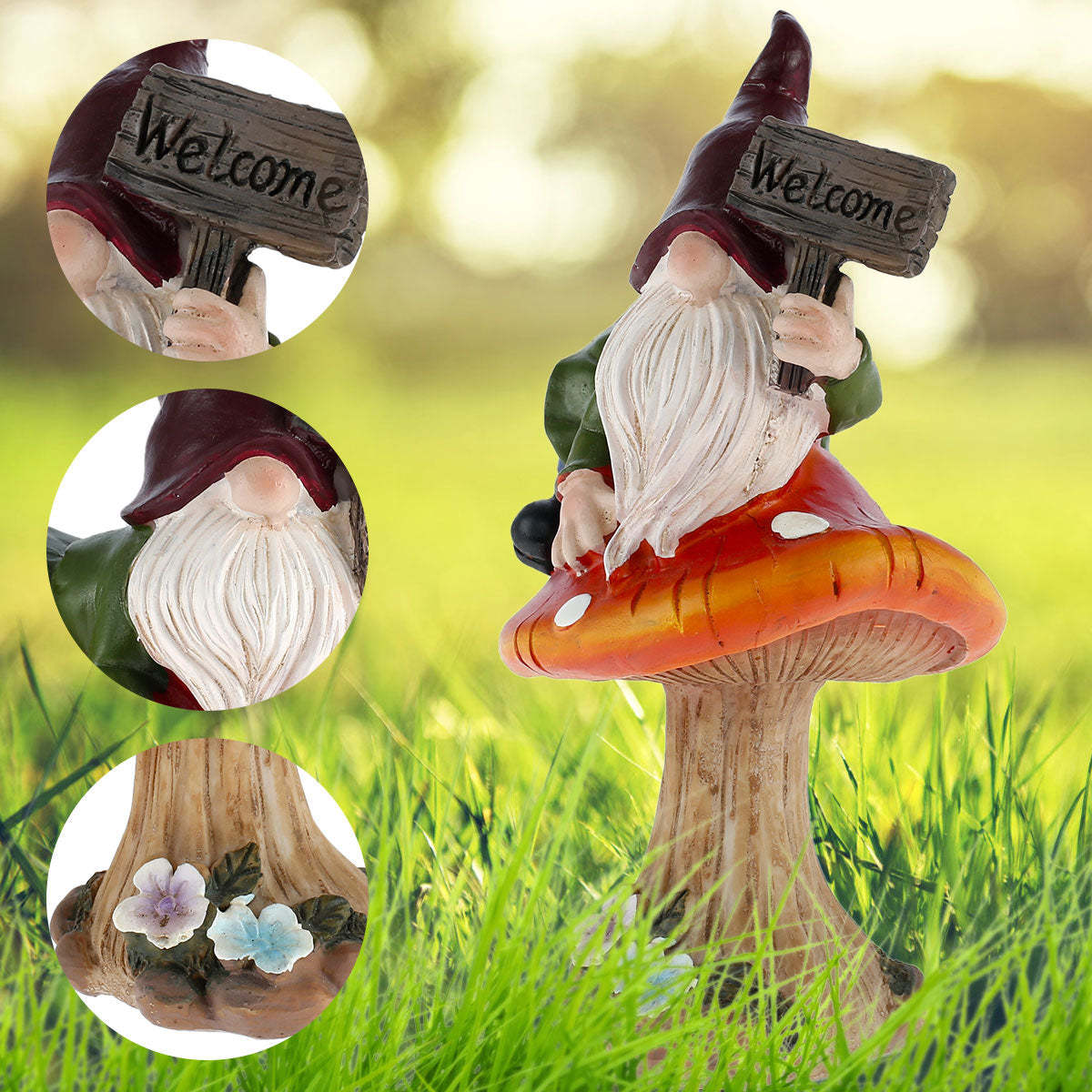 Gnomes Garden Decorations Sculptures Statues Decor Figurine Mushrooms Gift-xinru