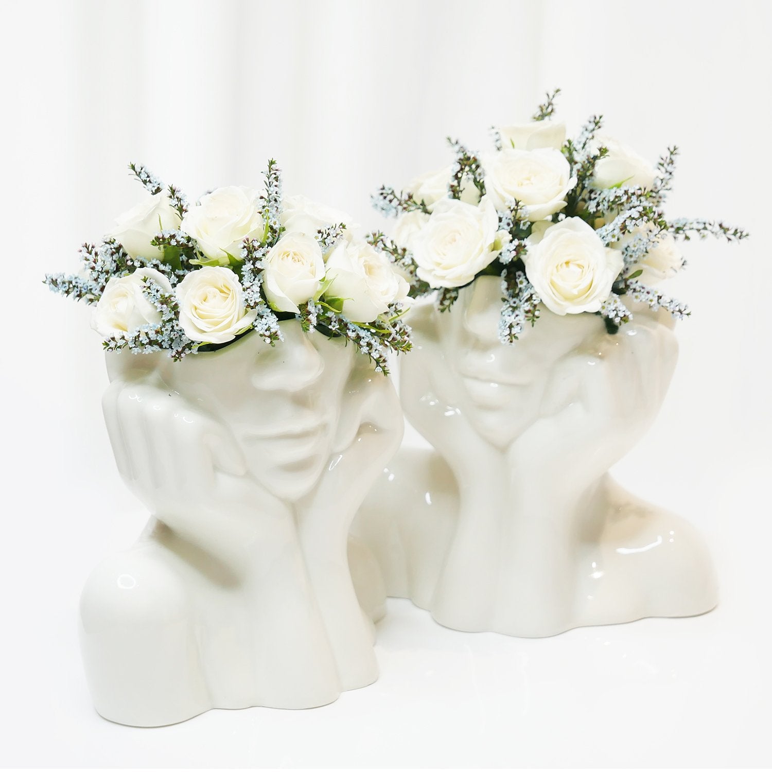 Hands on Cheeks Face Vase-xinru shop