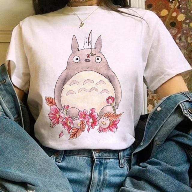 Totoro Studio Ghibli Harajuku Kawaii T-Shirt For Women Ullzang Miyazaki Hayao Tshirt-xinru