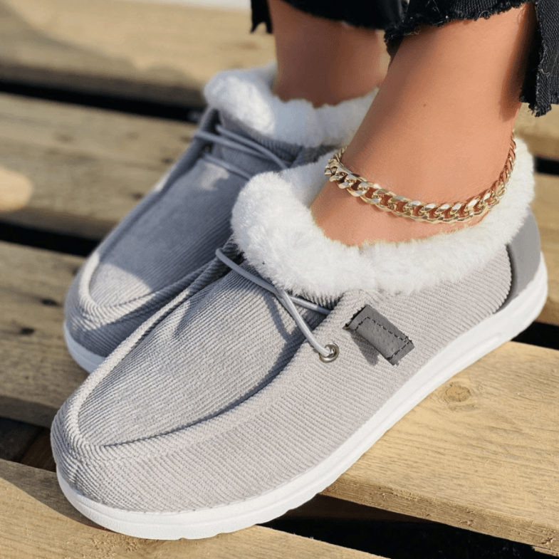 Plush Lined Corduroy Snow Boots-xinru shop