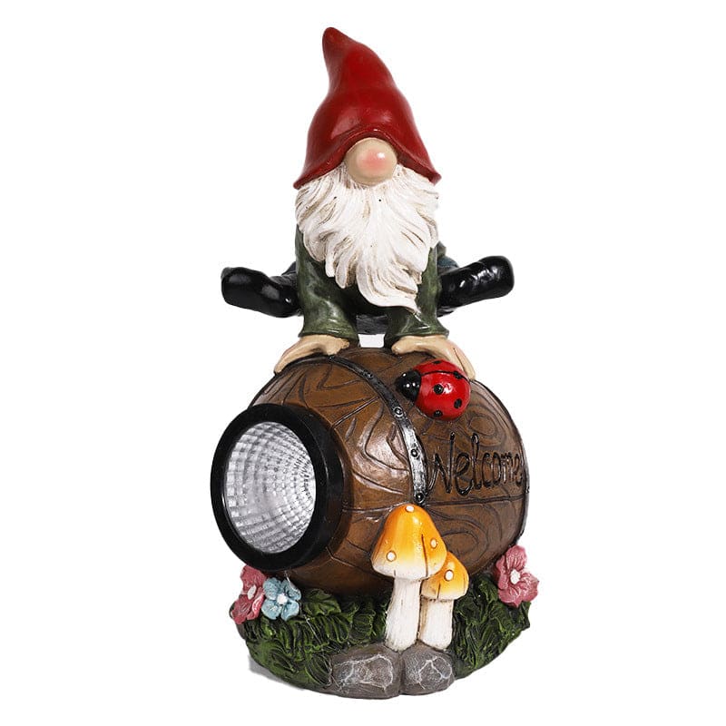 LED Landscape Light-Drunk Gnome Splitting On A Wine Barrel-xinru