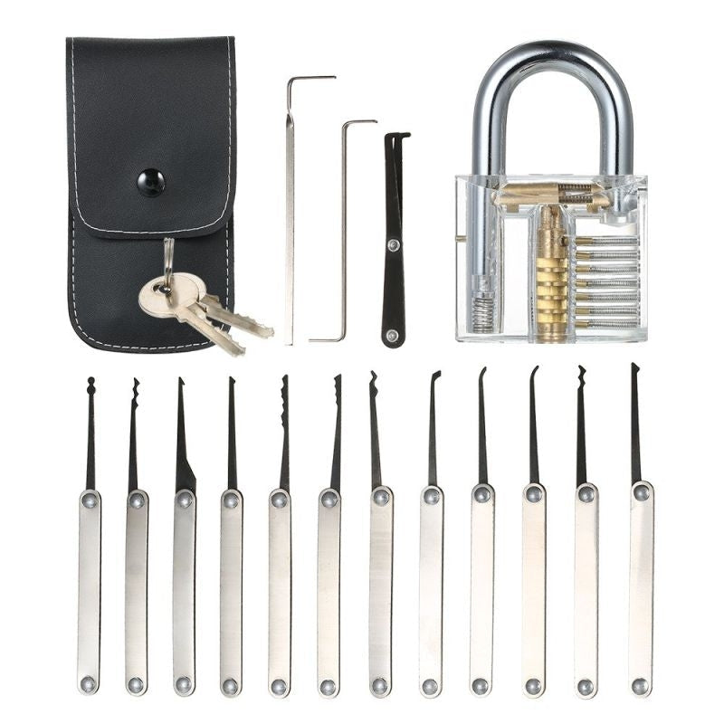 Lock Picking Set Kit Tool With Transparent Practice Training Padlock Lock For Locksmith Beginners And Professional-xinru shop