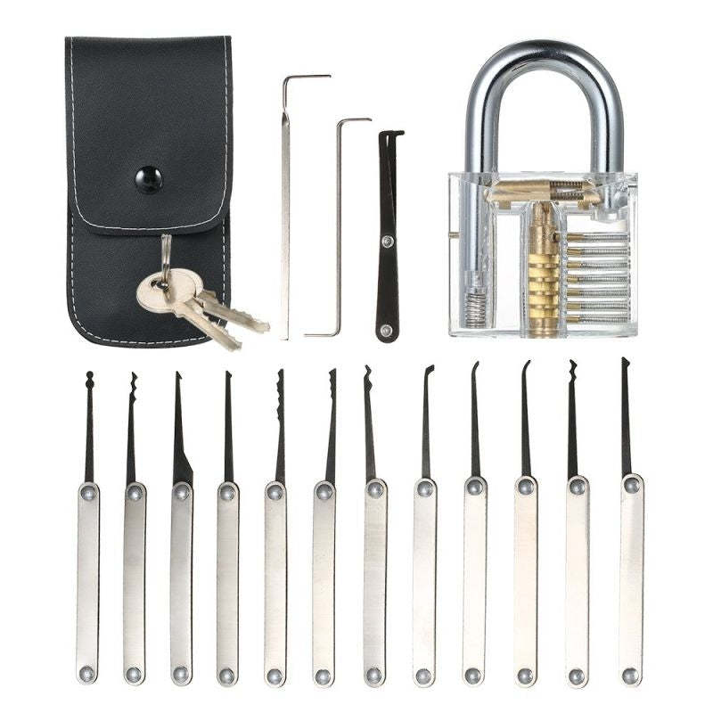 Lock Picking Set Kit Tool With Transparent Practice Training Padlock Lock For Locksmith Beginners And Professional-xinru shop