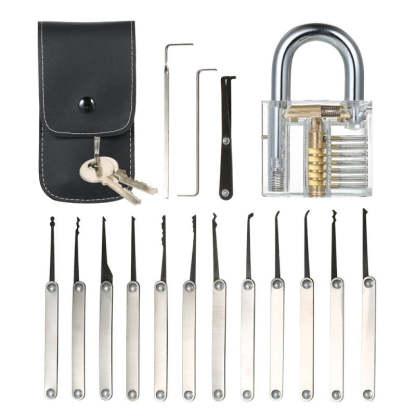 Lock Picking Set Kit Tool With Transparent Practice Training Padlock Lock For Locksmith Beginners And Professional-xinru shop